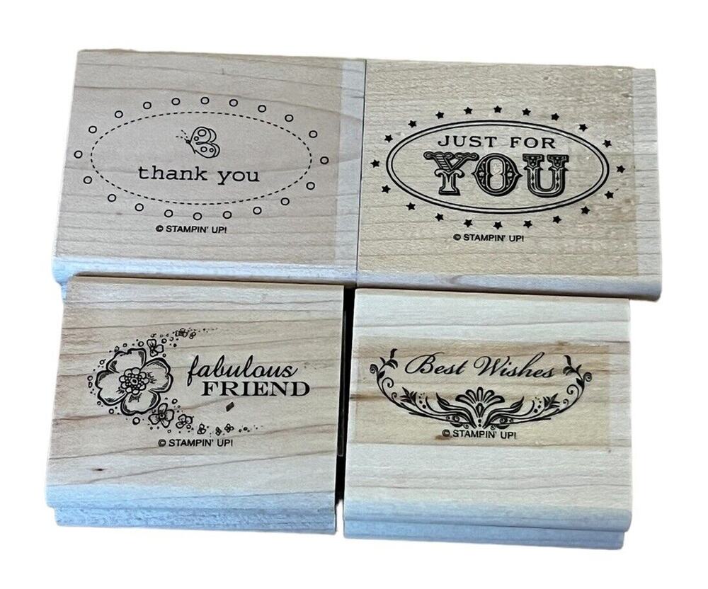 Stampin’ Up Oval All set of 4 rubber stamps Thank You Best Wishes Friend For You